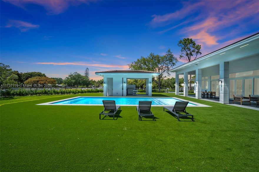 Say Welcome to the Glory !! One story, Brand new contemporary smart home, very illuminated open floor plan. Full equipped kitchen featuring last technology luxury appliances and a long isle with seat for 8. Each bedroom has a full bathroom and walk in closet. Impressive custom made master closet. The outdoor boast a large terrace, outdoor grill, heated pool and full bathroom . Extra large laundry room, two car under air garage , plenty of parking and storage. Impact protection all around. Baptist Hospital is a 2.5 m, Dadeland Mall 1.5
Located where SW70th St meets SW79th Ave