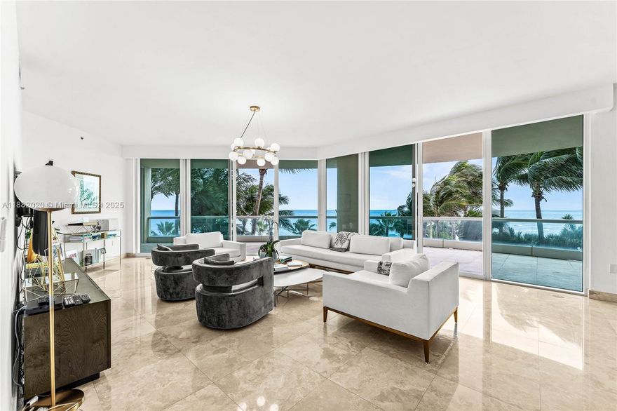 16047 Collins Ave # 404 Turnberry Ocean Colony the Crown Jewel of Sunny Isles Beach, discover this spectacular 4-bedroom, 6.5-bathroom plus staff room residence at the iconic Turnberry Ocean Colony. Enjoy breathtaking direct ocean views, top-of-the-line appliances, and a private elevator entrance leading to your elegant retreat. Exclusive access to a 35,000-square-foot private beach club, featuring two gourmet oceanfront restaurants, a full-service spa and salon, a state-of-the-art fitness center, and two resort-style swimming pools with beach and poolside food and beverage service. This gated community offers the ultimate in privacy, security, and luxury—delivering a country club oceanfront lifestyle surrounded by dramatic views, exceptional amenities, and world-class service.
