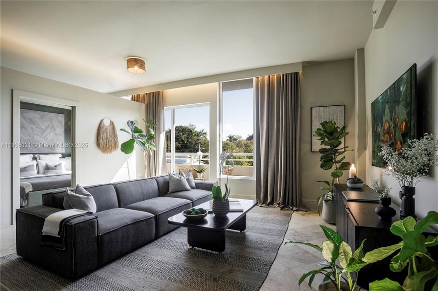 Experience sophisticated living in the heart of Coconut Grove! This beautifully designed residence, recorded by the city as an open layout, has been thoughtfully reconfigured into a spacious one-bedroom. The home features Gervasoni furniture, natural travertine floors, and elegant marble finishes — including a green marble vanity in the guest bath and a black marble vanity in the master suite. A custom double-hanging closet adds both function and style. Boutique building offers a rooftop pool with city views and a prime location near Coconut Grove’s cafes, restaurants, boutiques, and marina. A perfect blend of modern luxury and Grove lifestyle!