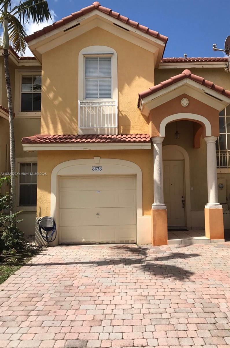 Beautiful, RENOVATED Townhome 3 bedrooms upstairs, 2.5 baths. 1 car garage and 2 spaces on the driveway. Guest nearby parking. Spacious layout unit with open kitchen, large living areas and laminate throughout the first and second floor. No carpet! Kitchen with Stainless Steel Appliances, granite countertop. Enough room for storage. Raised ceiling in master bed and fully bath, washer and dryer upstairs. Fully Fenced Paved patio. Great community pool. Conveniently located across the community pool and mail room. Great schools. Close to West Kendall, Baptist Hospital, shopping and restaurants. No pets allowed. First moth rent plus two security deposits to move in.