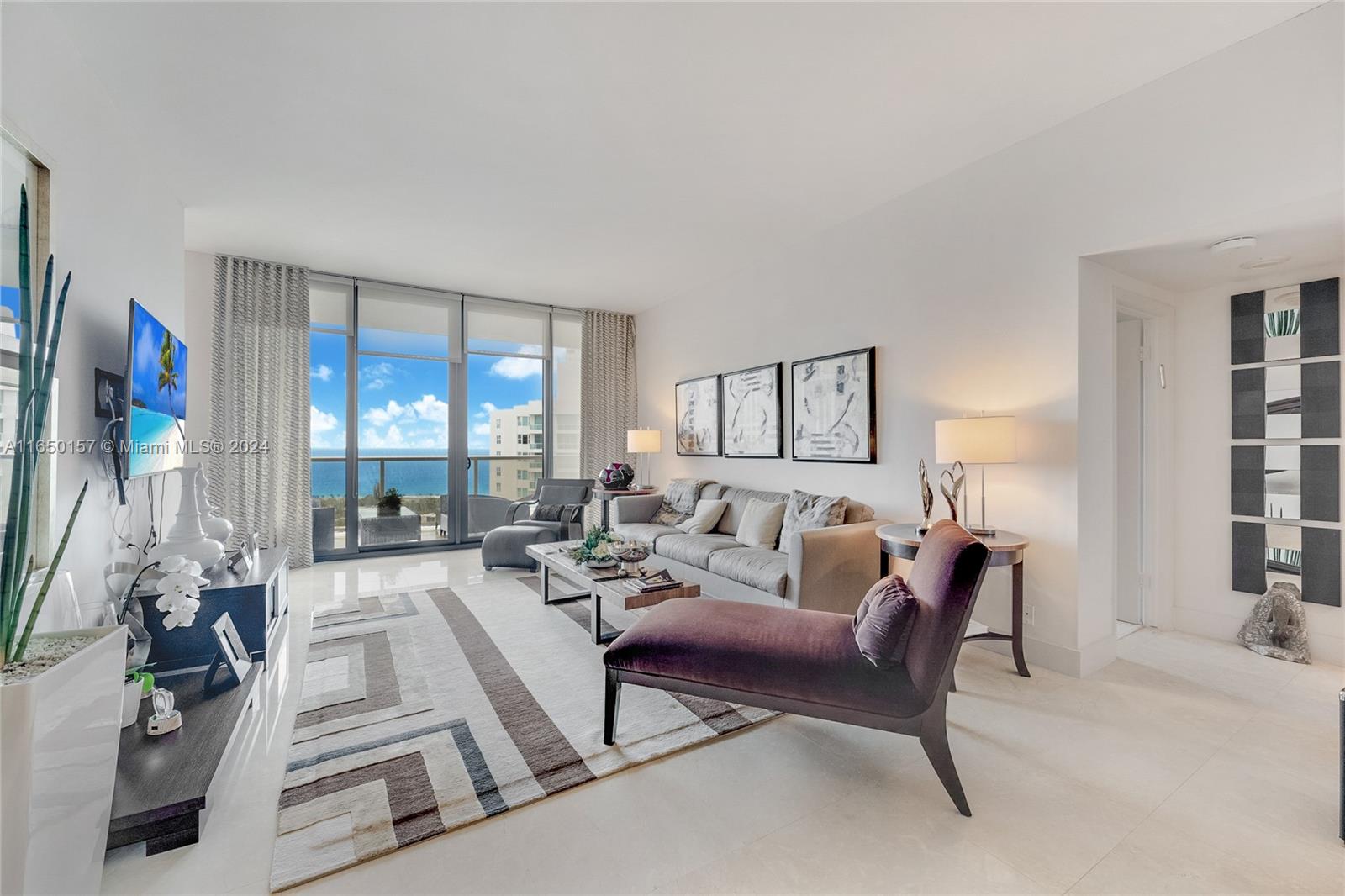 AMAZING VIEWS OF THE OCEAN! This lower penthouse with taller ceiling height is located in the heart of Aventura. The condo is a 2-bedroom 2 bath with eat in Kitchen and formal dining area. Building is located in the best part of Aventura around the famous Turnberry golf course. Building Amenities are like no other with Security, Valet, Cafe, full fine dining Restaurant, Gym, Spa, 2 pools, a must see, very rich in amenities. this condo is offered without furniture, however if tenant wants furniture, this would be extra.