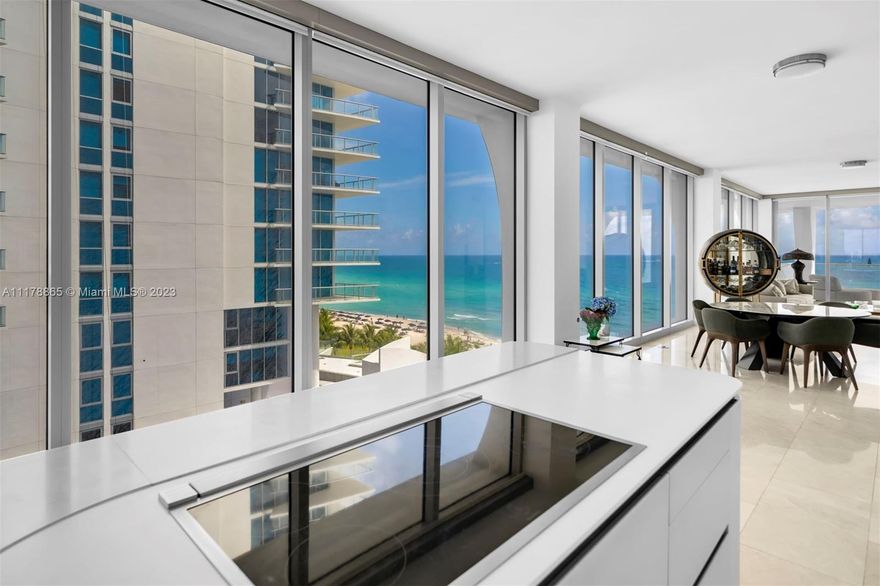 Enjoy life combining the feeling of a private house with the luxurious lifestyle of Jade Signature. This spacious direct ocean-facing corner unit offers 3,465 SF of interior space w/881 SF of outdoor living. Unique to #705, enjoy a wider panoramic ocean view corridor than other 05 line units. Featuring 4 beds/5.5 baths + service quarters, this home in the sky boasts glimmering skyline, ocean & intracoastal views. Enjoy both sunrises & sunsets as natural light envelops your residence through floor-to-ceiling windows & expansive terraces with seamless glass railings. Features include Gaggenau/Sub-Zero appliances, private elevator & direct beach access. World class resort style amenities such as private beach pavilion, east/west facing pools, Tata-Harper spa, and teen tech lounge, etc.