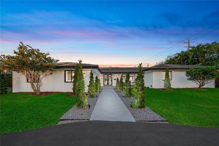 Welcome to this exceptional and thoughtfully designed residence, where elegance, comfort, and functionality come together seamlessly. Completely remodeled with impeccable taste, this property has been carefully curated by a renowned interior designer, creating a sophisticated yet warm and inviting atmosphere throughout.
Ideally located just two blocks from Coral Reef Park and Elementary School, the home offers both convenience and an exceptional lifestyle in one of the area’s most desirable settings.The beautifully appointed kitchen is equipped with premium Bosch appliances and abundant storage, perfectly suited for both everyday living and entertaining. Every space within the home reflects a modern aesthetic while maintaining a sense of warmth and comfort that makes it truly feel like home.
The spa-inspired primary bathroom provides a serene retreat, designed with refined finishes that evoke the tranquility of a private spa. Outside, the property continues to impress with a spacious backyard featuring a fully remodeled pool, creating the perfect setting for relaxation or gatherings.A completely private guest suite with its own bathroom offers an ideal space for visitors, extended family, or a home office.The exterior is equally captivating, with exquisite landscaping enhanced by curated landscape lighting, creating a beautiful ambiance both day and night.For more information about this remarkable property or to schedule a private showing, please contact the listing agent.