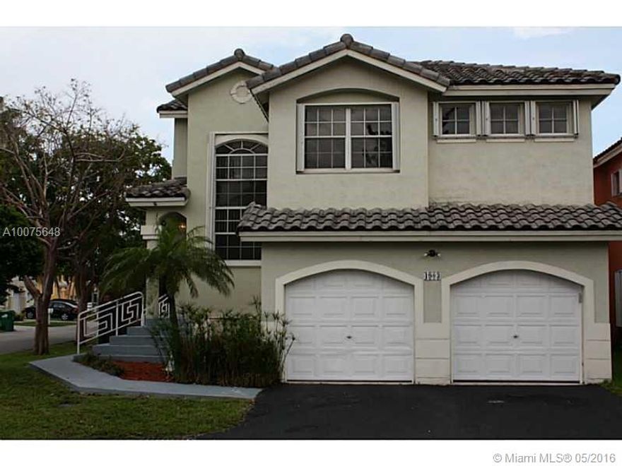 1 bedroom + 1 FULL bathroom downstairs! 2 car garage IS a garage. Total 4 BDRMS + 3 FULL bathrooms. Upgraded window treatments, new wood kitchen cabinets with GRANITE counter tops and new dishwasher; upgraded and new carpeting in ALL bedrooms; FENCED & CORNER lot; bright & spacious; FAMRM + breakfast area; walk to pool & play area; stroll to other Lakes of the Meadows amenities; various pools, tennis, racquetball & more. Near restaurants, groceries, pharmacy, shopping & more. Low $93/monthly HOA & more.