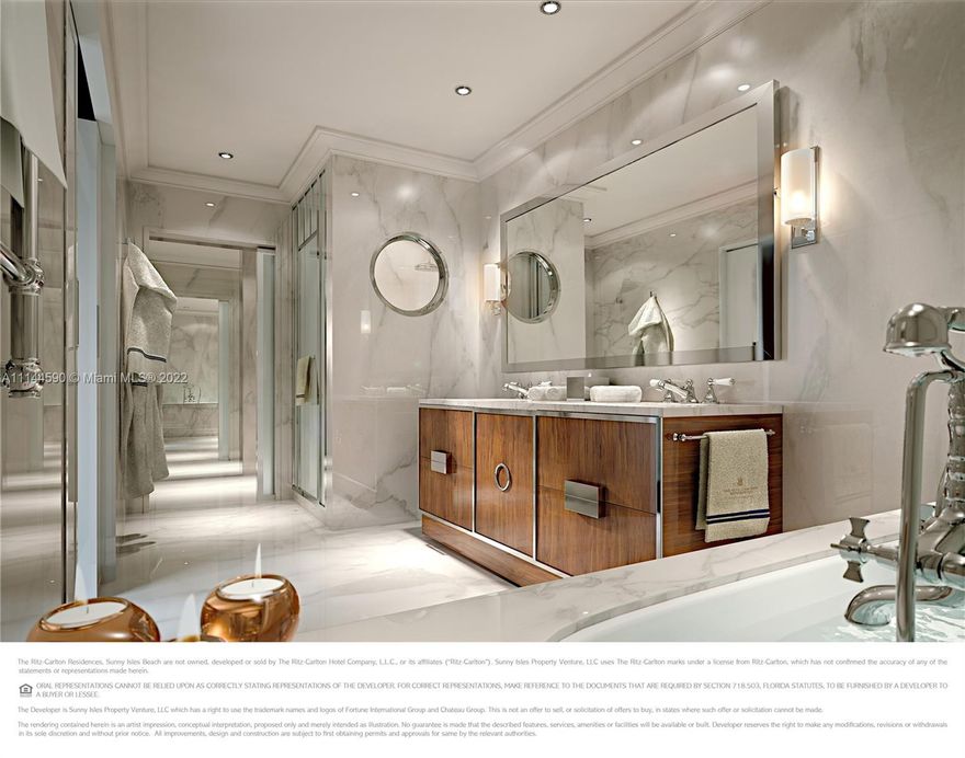 The RITZ-CARLTON Residences, 4 bdmr/5.5 baths. Largest layout in the building. Panoramic east, south, and west views of the Atlantic Ocean, Intracoastal, Bay, and Miami skyline. Enjoy indoor-outdoor living and breathtaking views with 4 balconies and 10-foot-floor-to ceiling windows throughout. Snaidero kitchen & Gaggenau appliances. Unit includes private elevator landing. The RITZ-CARLTON features unsurpassed amenities including 24 hour-hour concierge, valet, restaurant & room, and club level lounge, bar, and terrace.