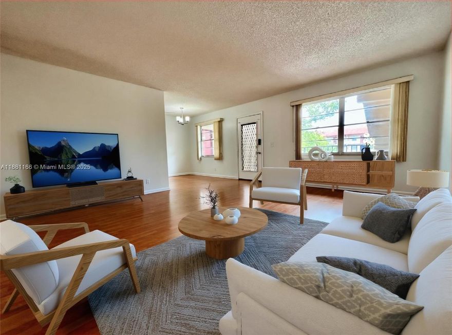 Spacious renovated and bright 2/2 unit featuring a split floor plan, tiled living areas, and serene water or garden views from a private screened balcony. Primary suite includes a large walk-in closet and en-suite bathroom. Enjoy all the fantastic amenities Century Village has to offer! GATED 55+ COMMUNITY with 24/7 security in a prime location near shopping, dining, hospitals, and major highways. Water, cable, and internet included. The WASHER AND DRYER ARE SHARED. The laundry room is located on the same floor, just steps from the unit. ASSOCIATION REQUIRES 700+ CREDIT SCORE FOR APPROVAL. EASY TO SHOW. New kitchen cabinets, bathroom vanities, vertical blinds, and new appliances are being installed. The unit is move-in ready