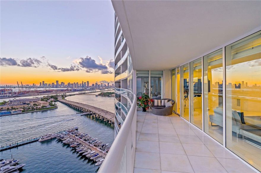 Hyper Exclusive Icon South Beach! Rare opportunity to purchase a stunning combination of 2 corner units seamlessly combined (07+10), featuring 1,300 SF of wraparound terrace with 270 degrees of unobstructed serene views of the Atlantic Ocean, Bay and South Beach Skyline!  A private elevator with foyer entrance leads to a spacious and professionally designed 3 bedroom, 3.5 bathroom home in the sky. Featuring top of the line finishes with luxurious Italian marble flooring, custom Italian kitchen, bathrooms and closets. A true smart home with integrated LED lighting, surround sound, and motorized window treatments. Icon sets the standard for high quality, service, and first class amenities including two pools, spa, fitness center, restaurant, concierge, 24 hour security, valet, and much more.