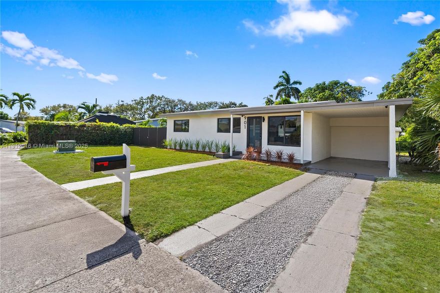 This stunning 3-bedroom, 2-bathroom home features HIGH CEILINGS with recessed LED lighting and a SPACIOUS OPEN FLOORPLAN filled with natural light. Enjoy peace of mind with a RECENTLY UPDATED ROOF, HURRICANE IMPACT WINDOWS & DOORS, and UPDATED electrical, HVAC, and plumbing systems. Completely updated in 2025, the home showcases a SLEEK NEW KITCHEN with hardwood cabinets, quartz countertops, and stainless-steel appliances. NEW waterproof light Oakwood flooring flows throughout, complemented by ALL NEW DESIGNER BATHROOMS. The SPACIOUS BACKYARD offers plenty of ROOM FOR A POOL OR FUTURE EXPANSION, with side-yard SPACE FOR A BOAT/RV. Fully FENCED FOR PRIVACY and CENTRALLY LOCATED near I-95 and 595—just 10–15 minutes to LAS OLAS BLVD’s dining, entertainment, and BEACHES!