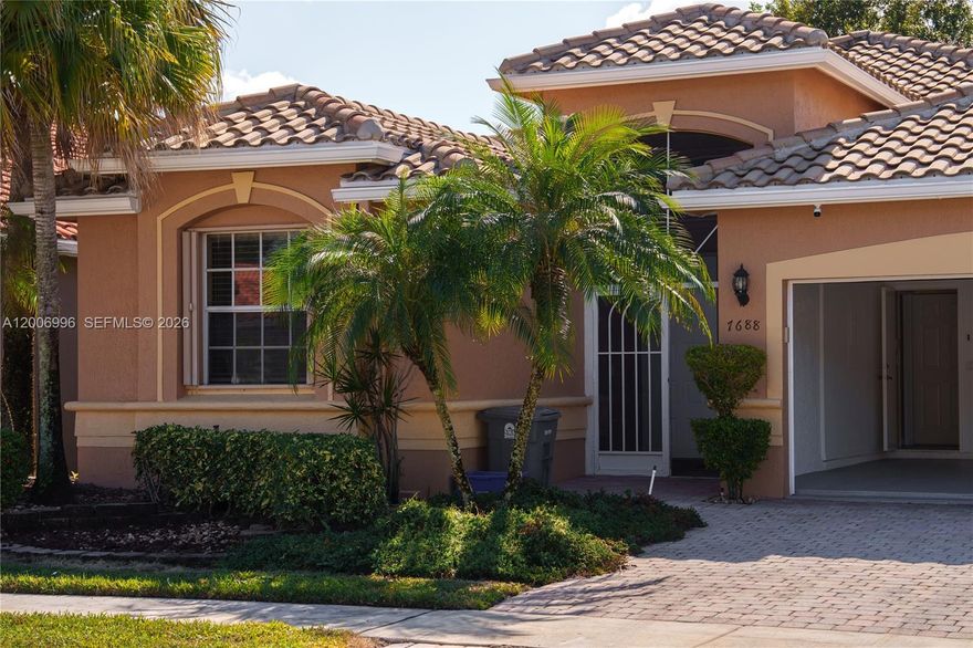 Experience the pinnacle of South Florida’s 55+ lifestyle at 7688 Trapani Ln. This beautiful residence is perfectly situated on a premium lakefront lot, boasting a highly coveted South-facing rear exposure that fills the home with natural light and offers unobstructed, sparkling water views from your private screened lanai. The interior has been thoughtfully revitalized with fresh professional paint and recent minor cosmetic repairs, offering a bright, clean, and modern canvas for its next owner. The open-concept layout is designed for both relaxation and entertaining, with large windows that frame the serene lake vistas from almost every angle. This home is being sold strictly "As-Is". Don’t miss your chance to own the view - schedule your showing today! Seller is a direct mortgage lender, offering a fast and streamlined financing review. Enjoy a quick eligibility check and no underwriting fees for approved borrowers. Standard income and credit review apply.