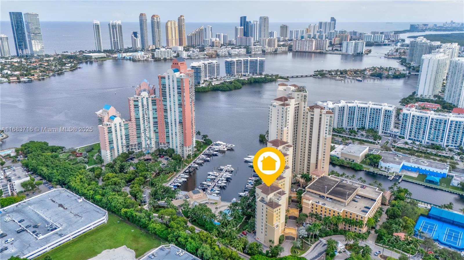 Best deal priced at $341 per sqft! 2 + den & 3 full bathrooms (den currently utilized as third bedroom) Key highlights include a recently updated kitchen and an oversize terrace with an oasis feeling overlooking the lush greenery, pool and marina. Line 04 floorplan offers a spacious layout, complete with an inviting entry foyer, a dedicated laundry room , a generous kitchen ideal for casual dining, and ample cabinetry. Aventura Marina provides resort style amenities including two waterfront pools, state of the art fitness center (recently updated), and a business center among others. This unbeatable location is conveniently situated next to Founders Park and within walking distance to Aventura Mall and Aventura town center. **NO special assessments and building with Reserves**