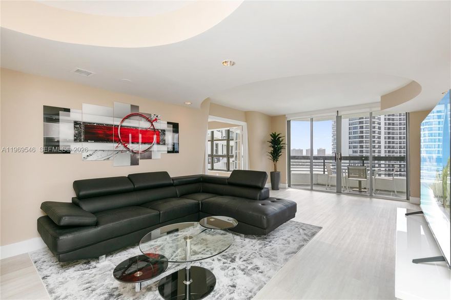Spectacular 26th-floor 2BR/2BA in Aventura with split floor plan and breathtaking Intracoastal and city skyline views. Bright and spacious layout with private balcony, generous bedrooms, and excellent natural light. A perfect opportunity to enjoy high-rise living in one of South Florida’s most desirable locations. Conveniently located five minutes away from Aventura Mall or the beach. Filled with natural light and designed for comfort, this elevated residence combines convenience, and beautiful scenery in one exceptional home. Sold As Is. Maintenance is $1172 per month and $585 per quarter for Master Association.