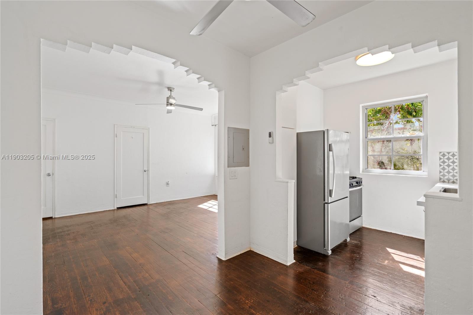 Charming and bright studio in the heart of South Beach, just half a block from Lincoln Road on a cul-de-sac street and minutes from the beach. This top-floor residence features beautiful hardwood floors, high ceilings, and large hurricane-impact windows that fill the space with natural light, along with a digital entry lock for convenience. The efficient layout includes a separate dining or workspace area, two walk-in closets, and an updated kitchen with gas stove and stainless steel appliances. The well-maintained Art Deco building offers secure gated entry and on-site laundry facilities. Enjoy classic Miami Beach architecture and a prime, walkable location near restaurants, shops, and parks - perfect as a pied-Ã -terre or investment property.