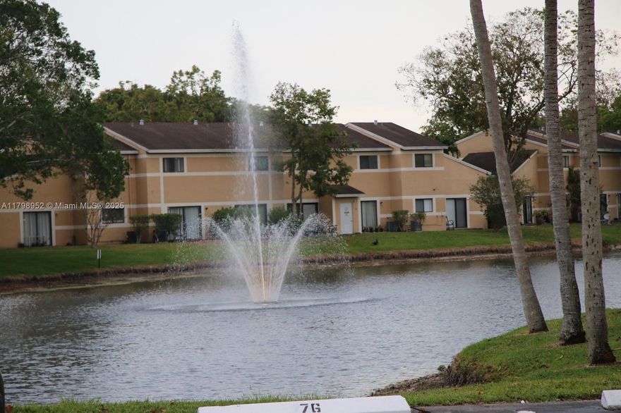 This charming 2 bed and 1 bath waterfront condo is located in the beautiful The Palms of Pembroke Pines. Enjoy relaxing water views. This can be a nice home or it can be rented immediately.
