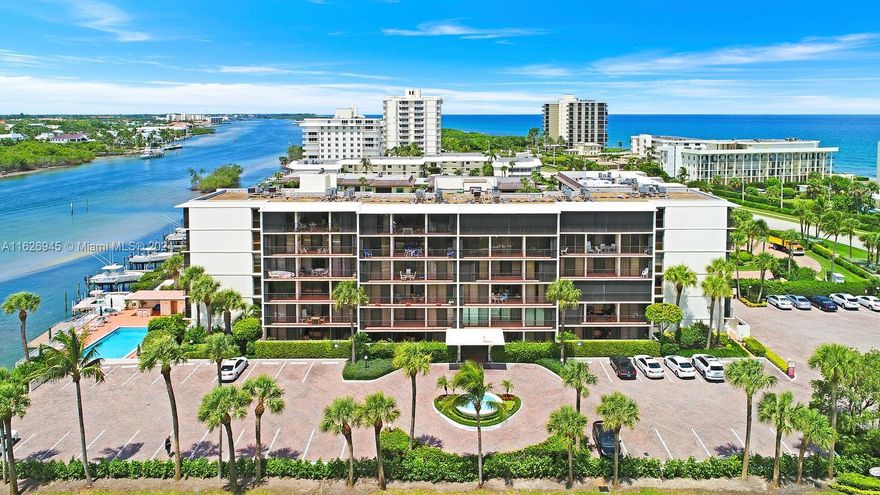 Enjoy the Jupiter Island lifestyle at Ocean Villas Condo. Very nice 2 bedrooms 2 full baths on the third floor. Beautifully furnished. Outside, a spacious terrace with a beautiful view at the Jupiter Lighthouse. This apartment will offer you peace and tranquility. Community offers a pool located on the intracoastal with a day dock, patio with a barbeque grill, and bike storage. Great location, walking distance to the beach, fine shops and waterfront dining are just a short drive on the Tequesta/Jupiter mainland.