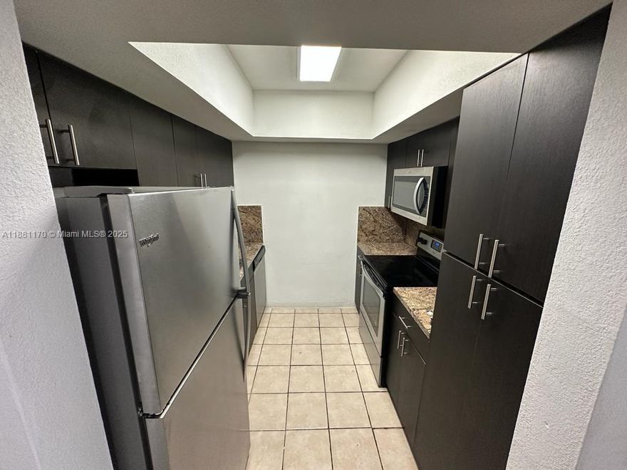 Good conditions, freshly painted apartment in Sans Souci area of North Miami. Tile floors throughout, remodeled
 kitchen with stainless steel appliances; remodeled bath. Big size screened patio, a must see!