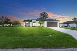 Brand New Construction – Completed in 2025! Experience the perfect blend of modern design and outdoor living on this spacious 0.5-acre lot in rapidly growing Lehigh Acres. This move-in-ready 4-bedroom, 3-bath home offers 1,912 sq ft of stylish living space, featuring Soaring Ceilings, elegant tile floors, quartz countertops, and stainless steel appliances. The open-concept layout flows seamlessly into a large covered terrace—ideal for outdoor cooking and weekend BBQs. Enjoy spa-style bathrooms with frameless glass showers and high-end finishes throughout. A must-see opportunity!!!