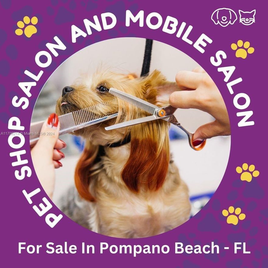 Are you passionate about pets and ready to own a thriving business? This is your chance to take over a well-established Pet Grooming Salon and Mobile Grooming Van in the heart of Pompano Beach! Highlights: Prime Location: High-traffic area with a loyal customer base. Turnkey Operation: Fully equipped salon with grooming stations, professional tools, and stylish decor. Mobile Salon: A state-of-the-art grooming van ready to serve clients on the go. Steady Income: Strong reputation and repeat clientele. Growth Potential: Expand services, partner with pet supply brands, or grow mobile operations! Perfect for experienced groomers or entrepreneurs looking to dive into the pet care industry. Don’t miss this opportunity! Contact us today! E2 investors welcome (consult your immigration attorney