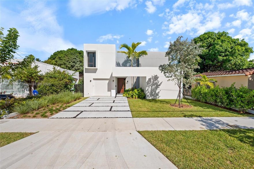Brand New Architectural Masterpiece in Miami’s Shenandoah. Experience modern luxury in this 2025 built 4 bedroom, 5 bath all concrete home offering superior durability all concrete second floor & roof, soundproofing, and style. Features include a flat concrete roof, concrete floors and stairs, and hurricane impact windows and doors. With 3,528 sq. ft. of A/C space (4,372 total), enjoy 9' and 9'6" ceilings, a gourmet kitchen with custom Italian cabinetry and Monogram appliances, plus an upstairs family room or den. Outdoor living shines with a private pool, covered terrace, and second-floor open terrace - perfect for entertaining and sunset views. Ideally located near Miami’s top dining, shopping, and cultural attractions, this home defines urban sophistication and timeless design.