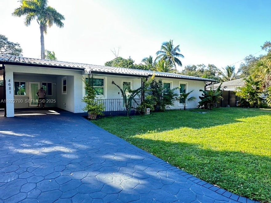 Modern 3-Bedroom, 2-Bath Home with Pool, Custom BBQ & Pergola. Beautifully renovated 3-bedroom, 2-bath single-family home offering the perfect blend of indoor comfort and outdoor living. Located in a desirable neighborhood, the property features a clean contemporary exterior, a covered carport, a spacious stamped concrete driveway, and lush tropical landscaping for impressive curb appeal. Open-concept layout filled with natural light, highlighted by marble-style porcelain flooring, recessed lighting, and a fully updated kitchen with white shaker cabinets, quartz countertops, stainless steel appliances, and an oversized peninsula ideal for entertaining.
The outdoor area is a true private oasis complete with a sparkling pool, a custom-built BBQ station, and a stylish pergola designed for shaded lounging and dining.