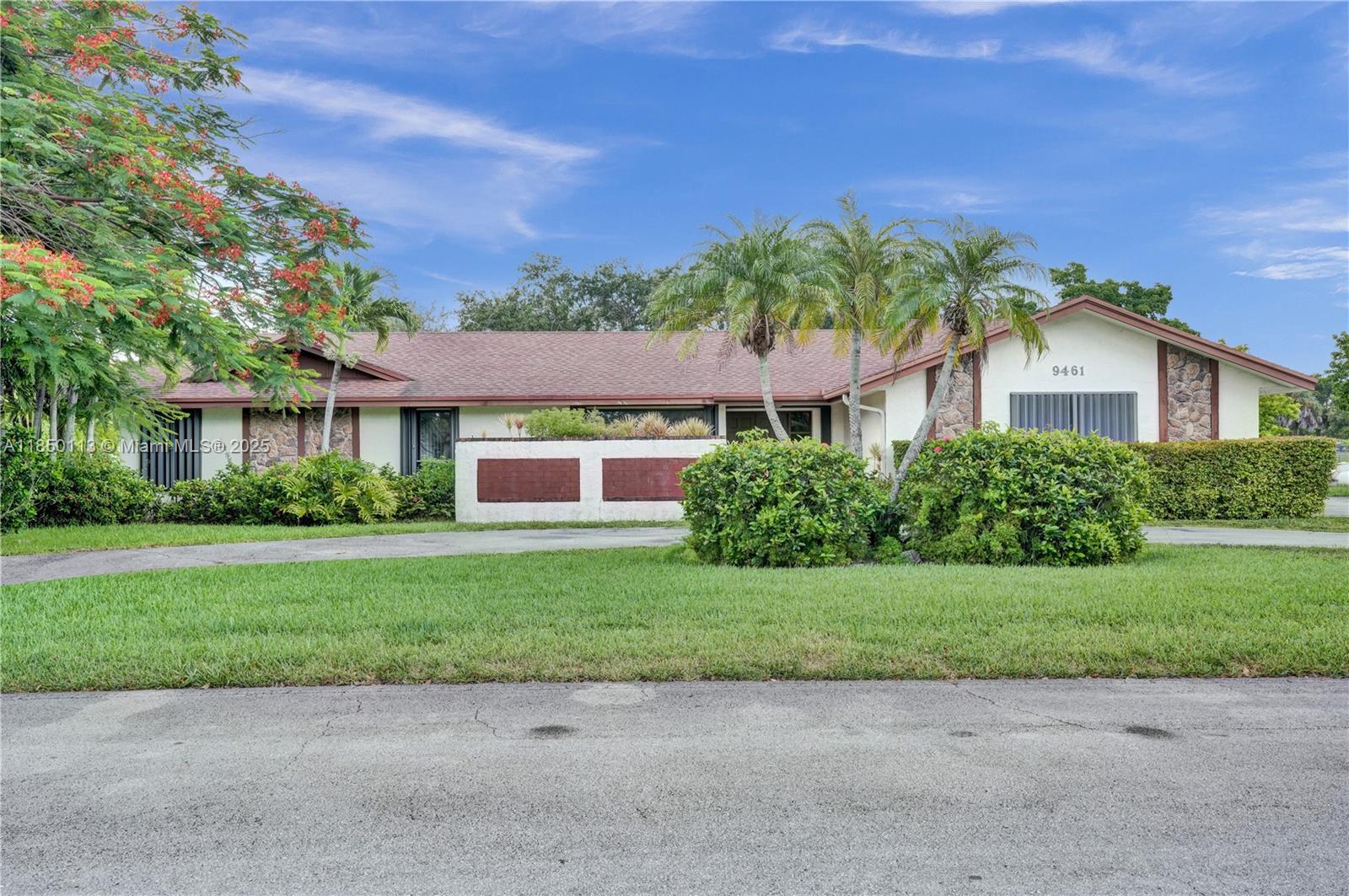 Located in the highly desired Falls neighborhood on a quiet street, this charming one-story home features 5 bedrooms, 3 bathrooms, and an oversized two-car garage. The home offers an excellent floor plan with a spacious kitchen and large family room. Enjoy the amazing covered terrace—perfect for entertaining—overlooking the pool and backyard, plus a side yard with ample space for a boat or RV. Conveniently situated within walking distance to the YMCA, the new Publix, and the Falls shopping center. Excellent school district. This is a rare opportunity to create your dream home in a prime location, ideal for years of enjoyment and memories.