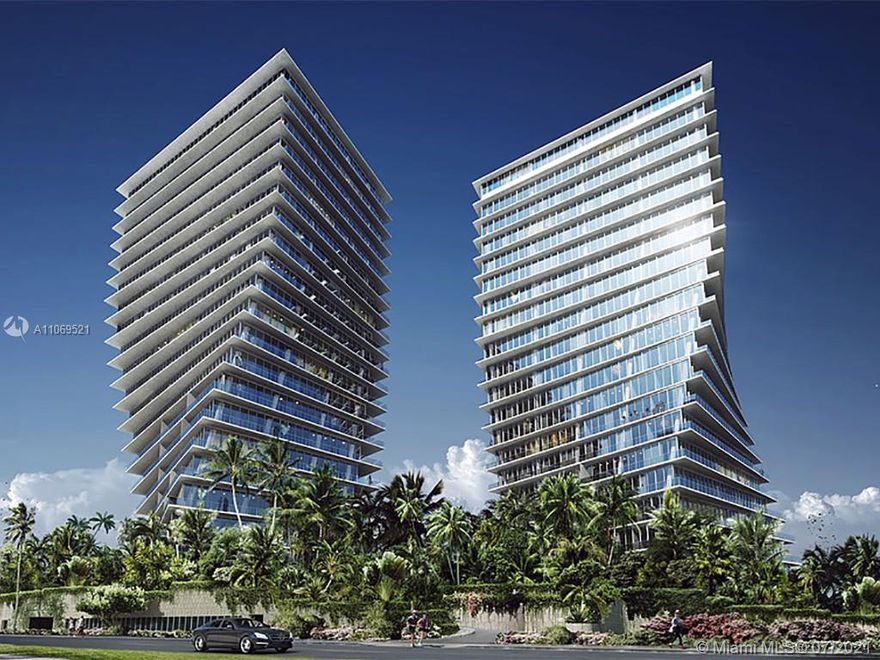 The towers at Grove at Grand Bay are located on the site of the former Grand Bay Hotel – one of Miami's most prestigious attractions during the 1980s and early 1990s.
This unit located in the South Tower is one of the 37 residences with panoramic views of Biscayne Bay and the Miami skyline featuring 12-foot-high, floor-to-ceiling glass leading to terraces that are 12 feet deep. The living here is sustainable—the towers are the first LEED gold-certified buildings in Miami-Dade County.
The living space is organized as a large, open, rectangular space, taking advantage of the architecture for all your convenience. You can customize this never lived-in unit to your own taste. 
The location is two blocks from the Village Center of Coconut Grove and all that is offered there.