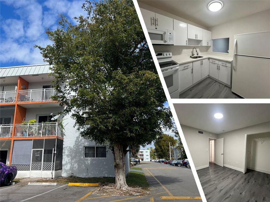 Spacious and fully renovated 2-bedroom, 2-bathroom condo ideal for investors or first-time buyers. This first-floor unit features a modern kitchen with quartz countertops, new flooring, and fresh paint. The primary bedroom includes a renovated bathroom with a sleek shower. Located in a fully fenced community, the property offers privacy and comfort. Includes assigned parking space plus ample guest parking, and a convenient laundry room in the building. Accordion shutters provide added protection and potential insurance savings.  Water is included in the association. Great location near the Expressway, US-1, and supermarkets, with flexible rental options, makes this a great income-producing opportunity, while the move-in-ready condition is perfect for buyers. easy to show!