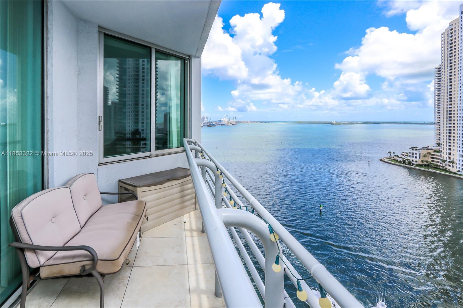 Beautiful 2 bedrooms 2 baths condo with direct views of Biscayne Bay, Miami River and Brickell Skyline. Unit comes with Italian kitchen cabinets and granite countertops and marble baths. Building amenities includes: 2 swimming pools, jacuzzi, 2 party rooms, 2 fitness centers, convenience store, 24 hours security, valet and concierge. Centrally located within minutes to SoBe, Grove, Gables and Design District. Sales Office in bldg.