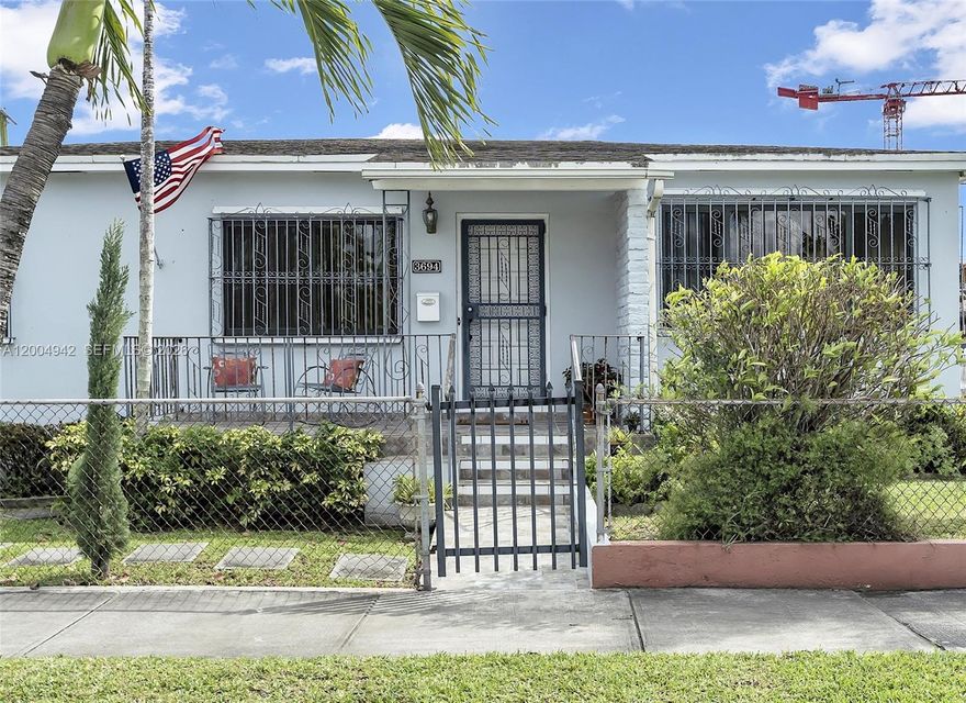 A unique, 2/1 single family corner home has just been listed for sale in a most desirable and up & coming location:   just southeast of Miami International Airport and directly east of Miami Freedom Park which is the new home of the Nu soccer stadium. The Park will be home to offices, restaurants, bars, shops, entertainment outlets, and a 58-acre public park that will provide green spaces and plazas throughout. There is easy access to major expressways, and it is near downtown, the medical center, Brickell’s financial district and the beaches. Highlights include beautiful natural light, original wood floors, carpeted family room, remodeled bath & updated windows, some of which are impact. All windows have security bars and hurricane shutters.  Park a car or a small boat under the covered carport. An excellent opportunity for owner-occupants or investors with vision and taste.