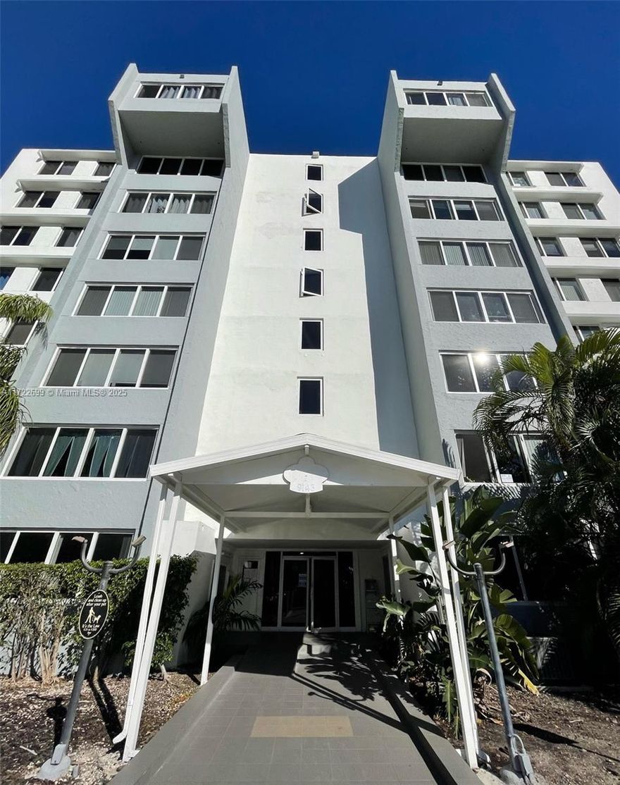 Amazing and very spacious 1/1 unit at top floor location. Walking distance to Dadeland Mall and metro station. Great view at 8th floor. Laundry inside the unit. Remodeled kitchen. Building has recently been updated to include impact windows, new roofs and resealed parking lot. Exterior building freshly painted and common areas updated as well. Nice building with open parking lot and pools. Current maintenance is $580 per month that includes exterior insurance, water and sewer and common areas. Two pools and plenty visitor parking. Seller will pay off current assesment balance pending.