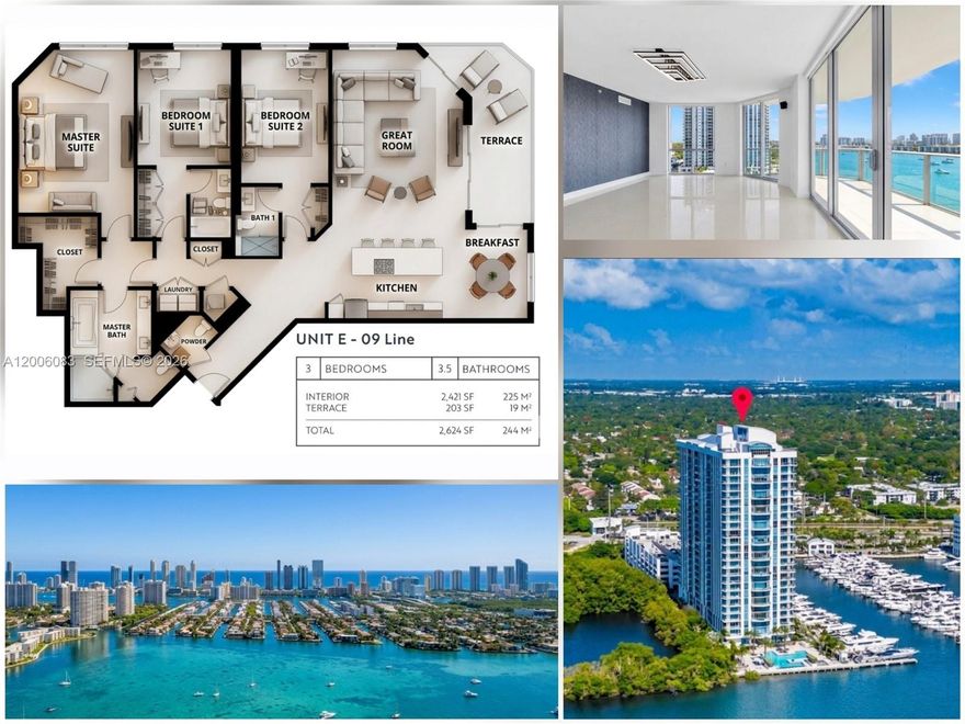 3 Parking Spaces-2 covered+Vallet- Total 2,624 SqFt, Luxury Living Beautiful 3BD/3BA/1HB residence located at 17111 Biscayne Blvd #909, NMB / AVENTURA in the prestigious Marina Palms yacht club community. This spacious 2,421 SF unit (built in 2017) features modern finishes, floor-to-ceiling windows, and abundant natural light. Enjoy a private balcony with beautiful views, perfect for relaxing or entertaining.
Resort-style amenities include a full-service marina, state-of-the-art fitness center, spa, pool, clubhouse, and 24-hour security. Prime location close to Aventura Mall, beaches, dining, and major highways.
Pets: Up to 2 (combined weight 62 lbs). Parking: 2 covered spaces ($ 80,000 value)+ valet for a third vehicle at no additional charge. Storage: 1 included. Leasing: Immediate rentals allowed; 6–12 months. No special assessments.
Experience waterfront living at its finest!