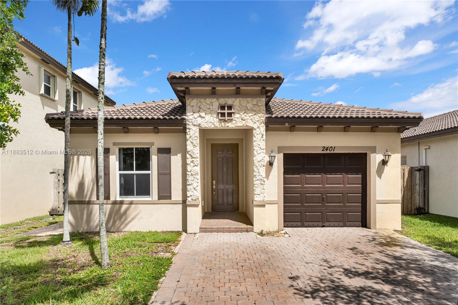 Beautiful 3-bedroom, 2-bath single-family home located in the sought-after community of Atlantis at Oasis in Homestead. Built in 2013, this residence offers 1,400 sq ft of comfortable living space with ceramic and laminate flooring, a bright family room, Florida room, and a converted garage that adds versatility for an office, gym, or playroom. The primary suite features dual bathrooms with shower and tub. Enjoy outdoor living with a fenced backyard, exterior lighting, and hurricane shutters for peace of mind. The community offers a clubhouse, pool, and security, all with a low HOA of just $125/month. Conveniently located near top schools, shopping, dining, and major highways. A wonderful place to call home!