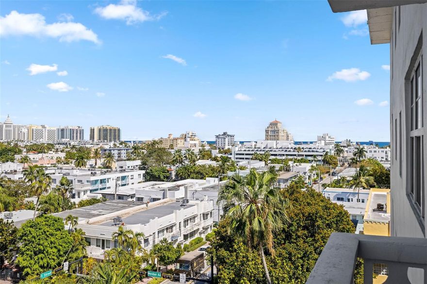 Retreat to the center of Miami’s South Beach with views of Flamingo Park and ocean from this renovated and hip 1 bed/1.5 bath unit. Look out your covered balcony from the high 8th floor of Admiral Towers, with all day light bathing this large 804 sq ft unit. Many updates include impact windows & doors, new kitchen & appliances, new bathroom vanities & sinks. Unit includes 1 assigned parking space & storage unit. This building offers so much including an updated pool, bike storage, laundry facilities on each floor, secure lobby entry & on-site manager. The 40 and 50 yr recertifications have been completed and the building has reserves. Walk 4 blocks to the beach or across the street Flamingo Park with gym, tennis, lap pool, sports.