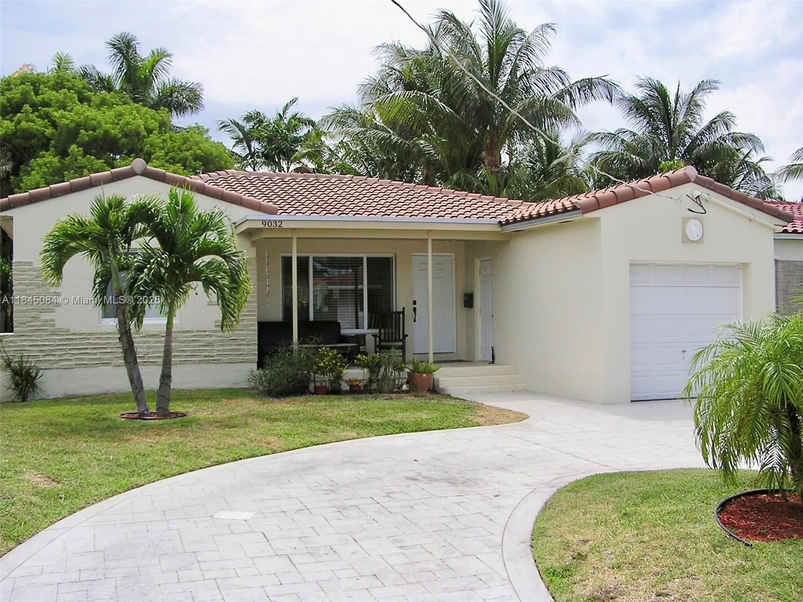 Renovated single family home with 3 bedrooms, 2 bathrooms & a garage. The kitchen has stainless steel appliances, granite countertops & wood cabinetry. Other upgrades include tile floors throughout the house and hurricane impact windows & doors. Spacious Florida room opens out to a patio and large, private backyard with lush landscaping & shade trees. Only 2 blocks to the beach! Walk to the Surfside community center/pool, Bal Harbour Shops, houses of worship, restaurants & shopping. Zoned for A-rated Bay Harbor elementary and middle school. Available mid-September.