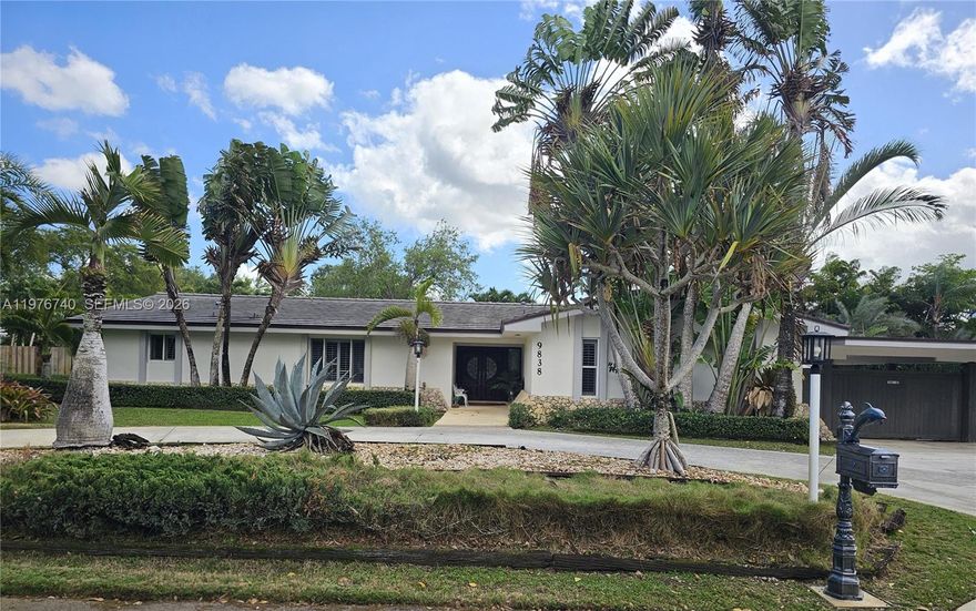 Welcome to this luxurious one-story residence located in an upscale and highly desirable neighborhood. This expansive 5-bedroom, 3.5-bath home offers a flexible and thoughtfully designed layout ideal for large or multigenerational families seeking comfort, privacy, and space. Generous living areas include a welcoming family room along with additional versatile rooms perfect for a home office, media room, playroom, or guest accommodations. The outdoor area serves as a true private retreat featuring a heated, fully enclosed pool and jacuzzi, perfect for year-round relaxation and entertaining. An outdoor kitchen enhances the space, creating the ideal setting for gatherings and outdoor dining with family and friends. The property also offers exceptional convenience with three attached storage spaces, providing abundant room for storage and organization. Ideally located just minutes from Baptist Hospital, Dadeland Mall, and major expressways, this residence offers the perfect combination of luxurious comfort, generous living spaces, and prime location in one of the area’s most sought-after communities. Mailbox & stand alone freezer excluded from sale.