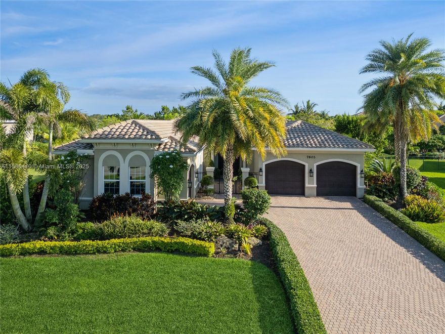 Elegant waterfront home located @ the exclusive gated community of BayHill Estates. Plenty of room to build your dream Pool & enjoy the breeze, perfect for laid-back gatherings & total relaxation. Open layout with 3 large bedrooms + Large Den on a 28,000 SF lot, perfect to entertain in style or unwind on the outdoor patio boasting panoramic views of the picturesque lake.  This One-story spacious residence epitomizes luxury living, blending sophistication in a casual, inviting atmosphere. High 12 ft. ceilings, high-impact windows, meticulously crafted millwork in a gourmet kitchen featuring Cristallo Quartzite countertops, exquisite cabinetry, & GE Monogram appliances. Welcome home to beauty & tranquility. A-rated schools.
