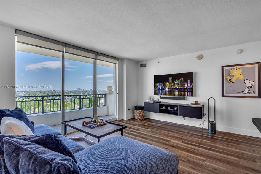 Fully remodeled, spacious 848 sf, 1 bedroom unit is located in the highly desirable Gable Marquis. The modern kitchen features porcelain tile flooring, stainless steel appliances and opens to a bright living & dining area filled with natural light. New wood flooring runs from the living area through to the bedroom. The generous primary suite w/custom walk-in closet and spa-like travertine marble bathroom with dual vanities, glass enclosed shower, and a separate soaking tub. Oversized balcony finished with porcelain tiles, to enjoy the views of the pool, Coral Gables & Downtown Miami skyline. Amenities include a pool, fitness center, business lounge, concierge, 24-hr security, bicycle storage, and more. Minutes from the best shopping, dining, and entertainment in the heart of Coral Gables.