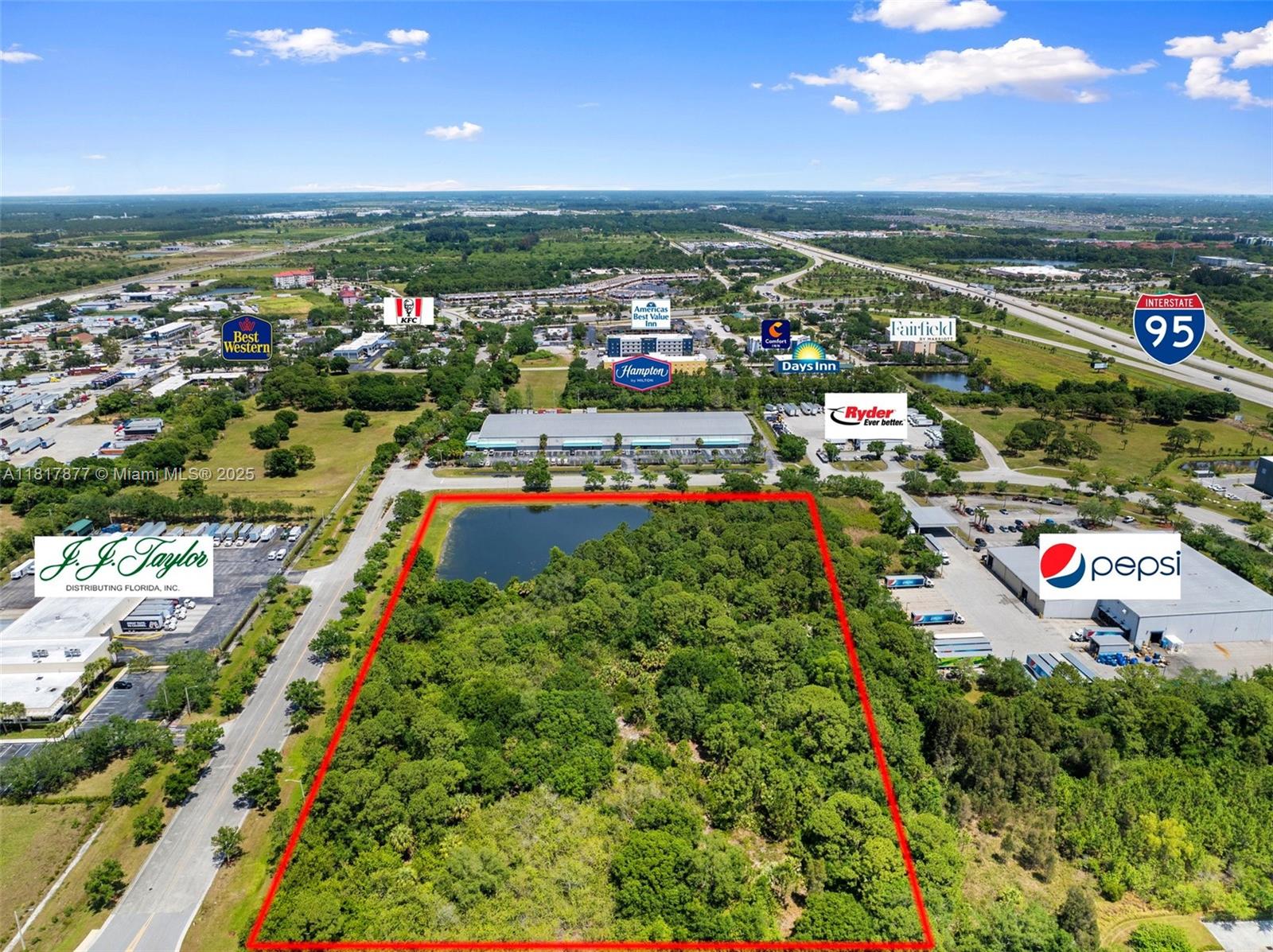 PRESTIGIOUS CROSSROADS PARK OF COMMERCE. LOT #21 IS A 5.66 +/- ACRE PLATTED LOT LOCATED AT THE FRONT ENTRANCE OF THE CROSSROADS WITH LAKE VIEWS. SITUATED BETWEEN I-95 & FL TURNPIKE WITH IMMEDIATE ACCESS TO BOTH. THIS SITE IS WITHIN A TWO-HOUR DRIVE TO OVER 75% OF THE STATE'S POPULATION, MAKING IT A SUPERIOR LOCATION FOR DISTRIBUTION. CLOSE PROXIMITY TO WALMART REGIONAL DISTRIBUTION HUB & NEW "RECENTLY OPENED" AMAZON FACILITY. TENANTS INCLUDE: PEPSI COLA, RYDER TRUCK, J.J. TAYLOR DISTRIBUTION, HULLETT ENVIRONMENTAL, NUCO2, NEXT PLUMBING, ABC SUPPLY CO., HAMPTON INN, COMFORT INN & MANY MORE.OVER 100' OF ROAD SYSTEM (2 LANES IN-2 LANES OUT) TO ACCOMIDATE DOUBBLE TANDEM TRACTOR TRAILERS. DESIGNATED A FOREIGN TRADE ZONE. PERFECT SITE FOR OUTSIDE STORAGE LOCATION. READY FOR DEVELOPMENT