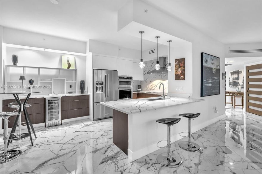 Elegant & modern with a full renovation best describes this showstopping 2/2.5 Chelsea in iconic Las Olas River House. The building offers a vibrant upscale lifestyle on the dynamic New River, celebrated Riverwalk & famous Las Olas Blvd. This sophisticated condo has modern top tier elements: contemporary kitchen & bathroom cabinetry, porcelain floors, granite counter tops, LED lighting, spa like bathrooms with spectacular pool & river views. Semi-private renovated foyer & highly sought after floorplan. Round radius floor to ceiling glass in every room & large terrace. Providing luxury urban life at its best! Grand lobby with Koi pond, world class fitness center, magnificent tropical pool deck (0pen 7/26), Hyatt Hotel, Eddie V's, Moxies & Publix just steps away. Financially secure building