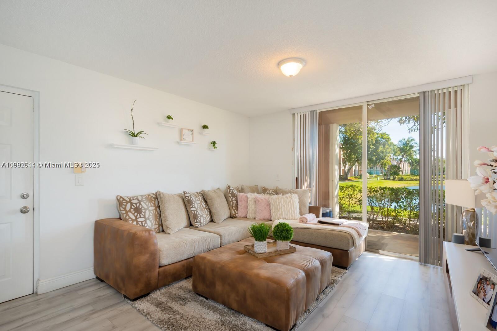 Beautiful 2-bedroom, 1-bath (Den can be used as a second bedrooms) ground-floor condo with tiled floors and a tranquil lake view. Located in a highly sought-after community offering great amenities including a pool, playground, tennis court, gym, and on-site management. White Kitchen, granite countertops, master bath with shower and tub. Washer and dryer in place. Parking space assigned plus guest. Enjoy a premium location with easy access to I-75 and I-595. Ready for occupancy on November 19th!Some restrictions: Credit score 650+,No evictions, No pets over 25lbs, No commercial vehicles. Tenant occupied until Nov 14, 2025. 1 parking space assigned # 341 plus guest parking.