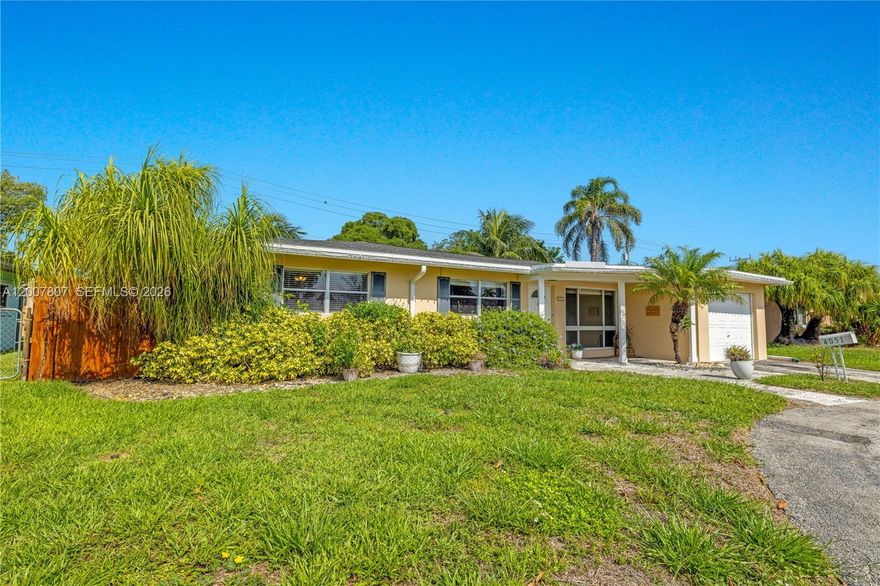 Attractive Florida Midcentury 3B/2B+Den home located in a quaint and quiet neighborhood, just minutes away from the beach and all the wonderful lifestyle Pompano has to offer. It features a family room separated by French doors from the living and dining area, with direct access to the yard and pool; A main bedroom with en-suite bathroom, also with direct access to the patio; Original terrazzo floors; An attached one-car garage that can easily be converted to an air conditioned area; A dedicated laundry room inside the house; and much more. A short distance to restaurants, supermarkets, shopping, entertainment. Near schools, main and interstate highways.