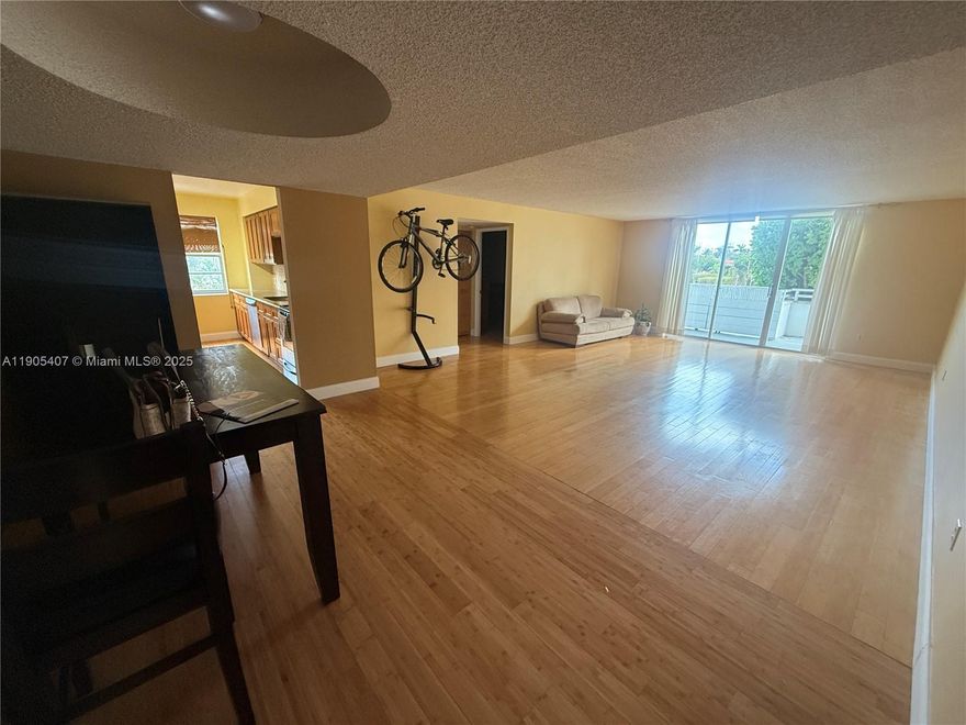 This very spacious  partially updated  2 bedrooms , 2 full bathrooms apartment in  the heart of Aventura Huge balcony facing the deck .  The unit features a modern kitchen equipped with stainless steel appliances. Storage will never be an issue with four closets, including a spacious walk-in, plus a private, locked storage unit . Enjoy the convenience of one assigned parking space, with the option to register a second vehicle, along with ample guest parking. Building amenities include tennis courts, heated pools, a BBQ area, a library, and a fitness center. Nestled in the highly desirable Aventura area, this apartment is just moments from Aventura Mall and a wide array of dining and shopping options. Special assestment $123 monthly