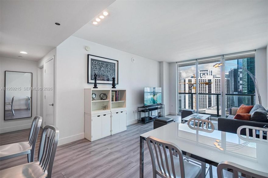 Experience elevated city living in this fully furnished, short-term 1 bedroom / 1 bathroom residence at the coveted 500 Brickell. This spacious unit features an oversized private balcony and the convenience of an in-unit washer and dryer. The generous bedroom suite offers automatic blackout shades, smart lighting, a walk-in closet, and a spa-inspired bathroom with a separate soaking tub and glass-enclosed shower. Residents enjoy resort-style amenities, including a state-of-the-art fitness center, two sparkling pools, sauna and steam rooms, and 24-hour security. Ideally located in the heart of Brickell, just steps from world-class dining, shopping, and entertainment. Available for 6-month lease only starting April 1st, 2026.