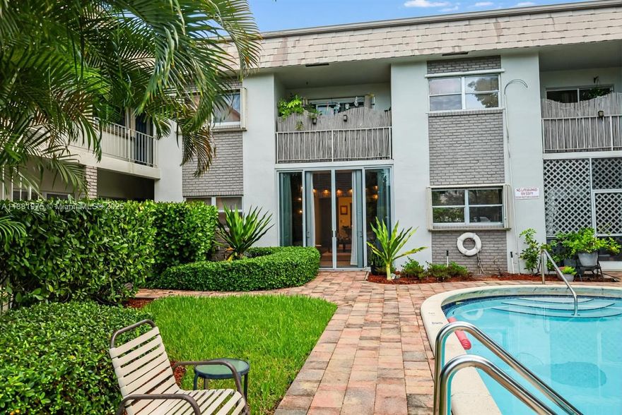 Welcome to your dream home! This beautifully updated ground-floor 2-bedroom, 1-bath condo perfectly blends style, comfort, and convenience. Enjoy the benefits of modern living with a brand-new A/C, a remodeled bathroom, and stunning new floors throughout. The expanded enclosed patio is your personal oasis, offering extra space to relax or entertain, with direct access to the lush garden and inviting pool—perfect for those sunny days! With no stairs to navigate and parking just steps from your front door, everyday living is a breeze. Plus, low utility costs make this an exceptional value for first-time buyers, downsizers, or anyone seeking a vibrant community atmosphere. Don’t miss out on this incredible opportunity to own a home that truly has it all! Come see it for yourself today!
