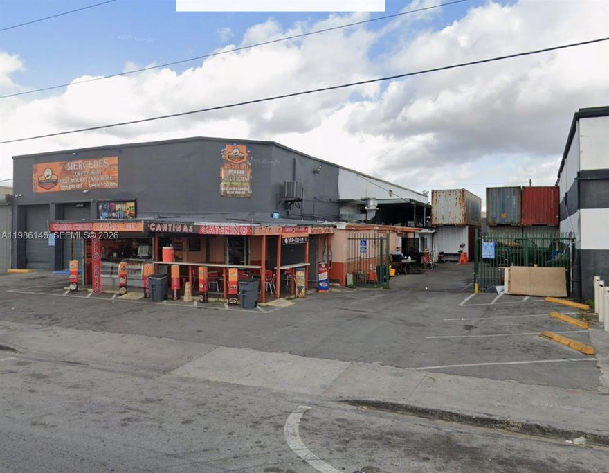 Excellent industrial opportunity located on busy NW 54th Street and LeJeune Road, with easy access to major highways.
The property features a high dock loading area, ideal for warehouse and distribution use. Currently configured with a front unit leased as a restaurant and a rear industrial space with high dock, both generating steady income.
This is a great income-producing property in a prime central location.