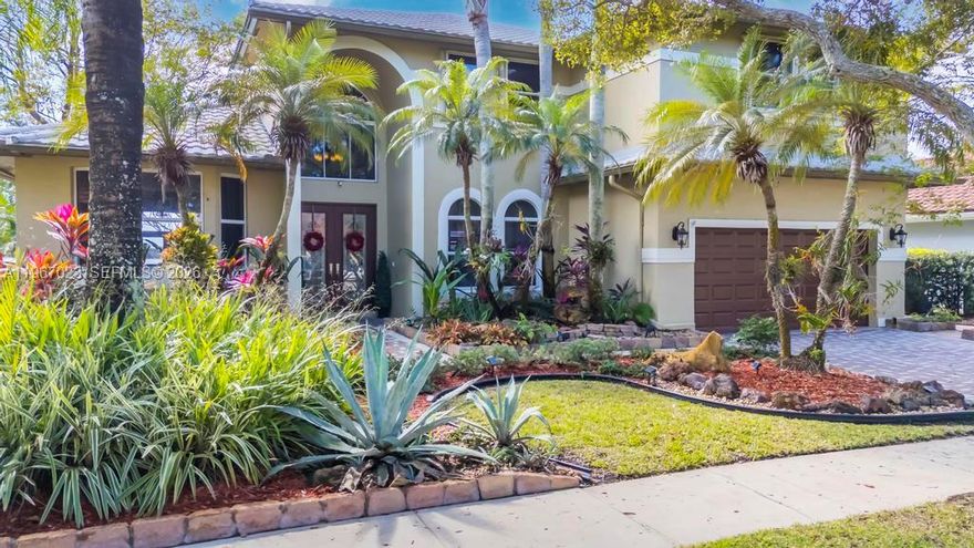 Don't miss out on this opportunity to have a home on one of the largest lakes! Beautiful two-story lakefront home located in the prestigious gated community of Sunset Isles in Silver Lakes. This spacious residence features 4 bedrooms and 4.5 baths, including a full bedroom and bath on the main floor, perfect for guests or multigenerational living. Upstairs offers three additional bedrooms, including the primary suite, plus a versatile loft area. The primary suite boasts a large private balcony overlooking expansive lake views, creating the perfect setting for spectacular sunsets. The main level includes a half bath for guests, a gourmet kitchen with an eat-in nook that opens to the family room, and leads out to the pool area. Formal living and dining rooms also feature French doors that open to the beautifully landscaped backyard. Enjoy outdoor living with a large covered patio, resurfaced pool (2023), and breathtaking lake views ideal for entertaining. Additional features include accordion shutters throughout, a durable metal roof with over 20 years of life remaining, and an oversized two-car garage with ample storage. A perfect blend of comfort, space, and stunning waterfront views.