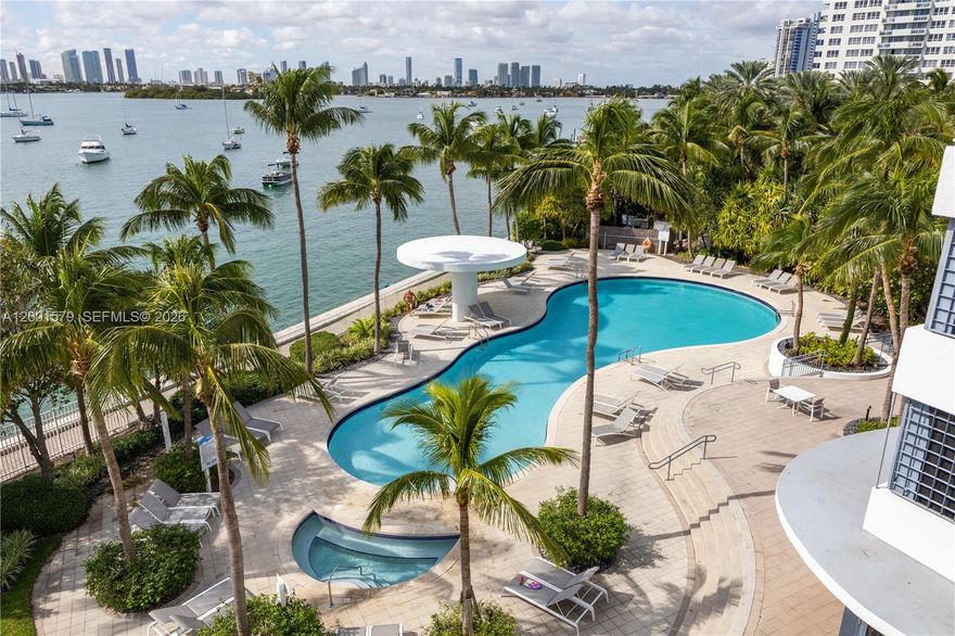 Don't miss this opportunity at the amenity rich Waverly at South Beach. This high floor split 2/2 has expansive views to the north which includes Biscayne Bay and Ocean views. Unit has hardwood floors throughout and a new stainless appliance package as well as full size laundry. Amenities include 4th floor deck with tennis court and putting green, BBQ area overlooking the Miami skyline, Star Island, cruise ship terminals, incredible sunset views, lagoon style pool, sand volleyball, gym, assigned and valet parking, fiber optic WIFI and cable TV. Available June 1st. Best location in the West Ave corridor-close to everything Sobe has to offer-Whole Foods, Publix, Trader Joe's, Fresh Market plus great local restaurants.