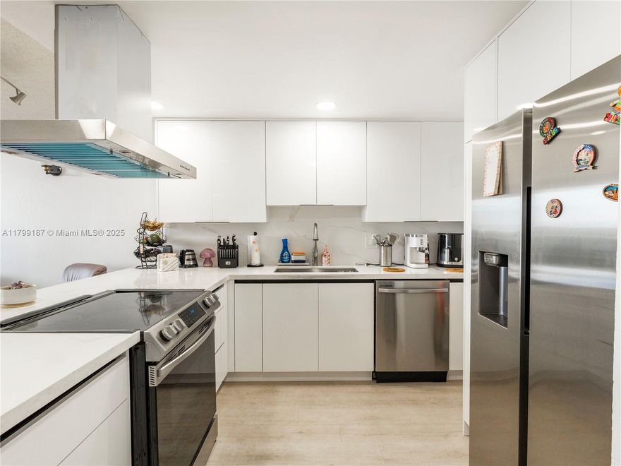 Located on the top floor with unobstructed Miami sunset views, this fully remodeled 1 bedroom 1 bathroom apartment is for sale.This condo features waterproof laminate floors throughout, a completely remodeled kitchen with waterfall quartz countertops, matching backsplash, and new stainless steel appliances. Off the kitchen you enter an open concept living/dining area offering you a flexible space to design to your lifestyle. Remodeled bathroom with stand up shower allow for a resort style feeling in your own home. The master bedroom boasts floor to ceiling windows allowing plenty of natural light in during the day, and in the evening enjoy new custom blackout shades. Lastly, step into your private oversized balcony compete with a privacy wall, to take in the breathtaking sunsets.