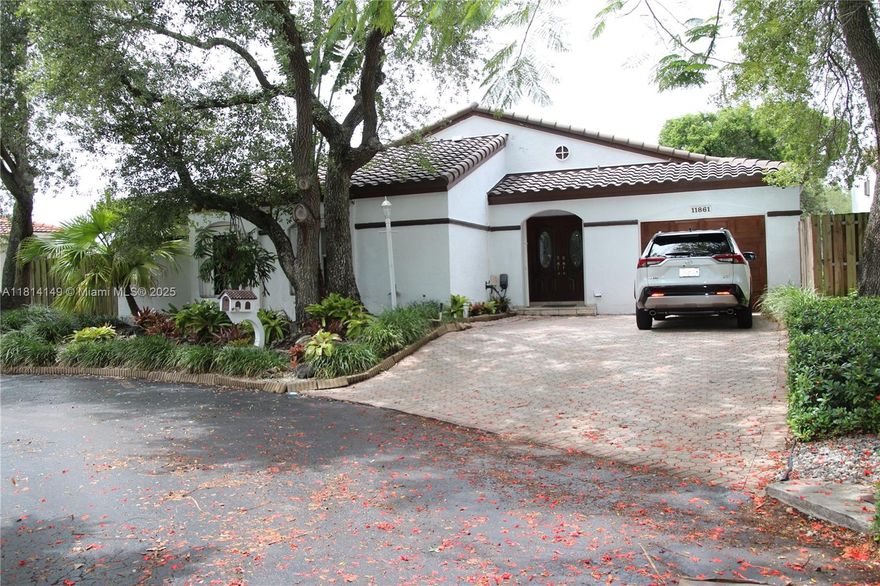 Rarely Available Gem! 3-Bed, 2-Bath LARGER THAN TAX RECORD 1-story Single Home with Pool in Prime Location. Nestled in a tranquil, sought-after gated community LAS CASAS offers the perfect blend of comfort and convenience.  A split floor plan featuring high ceilings, a spacious layout, updated kitchen with quartz countertop, inviting patio with pool ideal for relaxing. Corner lot on a cul-de-sac with no neighbor's in the back.  Ample driveway, guest parking, Roof 4 years old, accordion shutters,  low HOA of  $145 monthly. Enjoy serene living with convenient access to top-rated schools, shopping: THE TOWN AT PALMS AND COUNTRY, DADELAND, dining, and major highways. Don’t miss your chance to own this hidden treasure in a prime location! Make an appointment today! EASY TO SHOW.