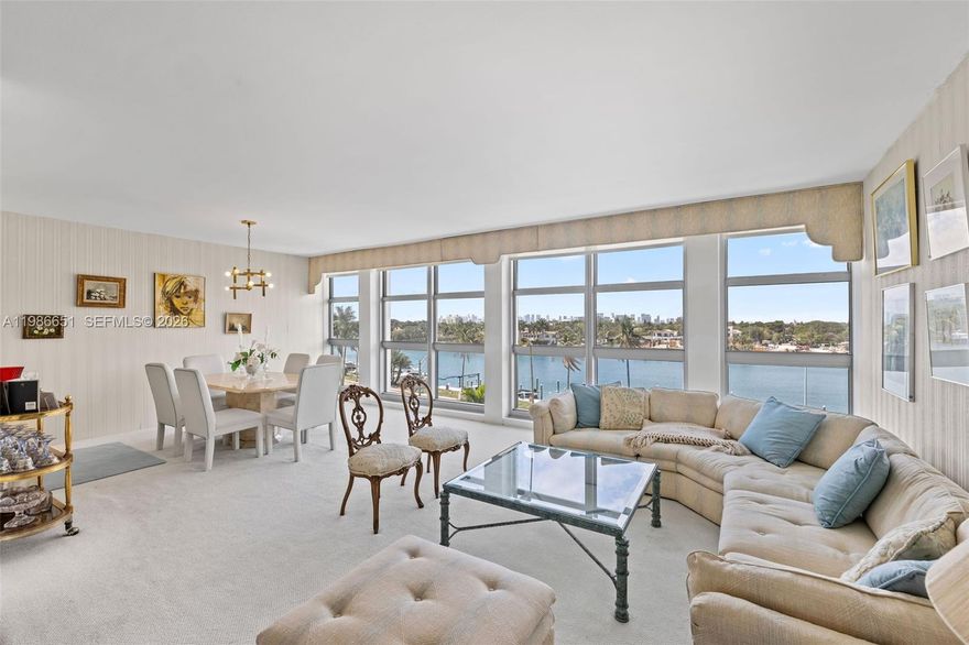 This desirable M-line residence at the iconic Crystal House offers one of the largest two-bedroom floor plans in the building. Featuring 2 bedrooms and 3 full bathrooms, the layout provides the space and functionality typically found in larger three-bedroom residences. Floor-to-ceiling windows showcase expansive views of the Intracoastal Waterway and Miami skyline. The open living and dining areas flow together, with an adjacent eat-in kitchen. The primary suite includes a spacious dressing area, and the residence offers abundant storage throughout. Located on prestigious Collins Avenue, this beachfront address combines comfort, scale, and prime positioning. Amenities include valet, fitness center, sauna, concierge services, pickleball courts, pool, and direct beach access. Competitively priced relative to recent sales, this residence presents a compelling opportunity to own a generously sized two-bedroom in one of Miami Beach’s most established oceanfront buildings.