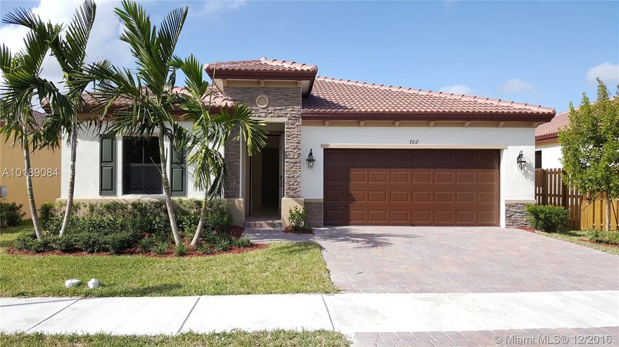 NEW CONSTRUCTION! You can be the first family to occupy this beautiful and modern Home.  Enjoy high ceilings and a spacious kitchen with a large pantry, stainless steel appliances including built-in microwave, dishwasher and garbage disposal plus very nice wood cabinets. 2 car garage, with remote garage door opener.  washer and dryer, tankless water heaters, Hurricanes shutters. Clubhouse includes a pool with a child pay area plus a fitness center.